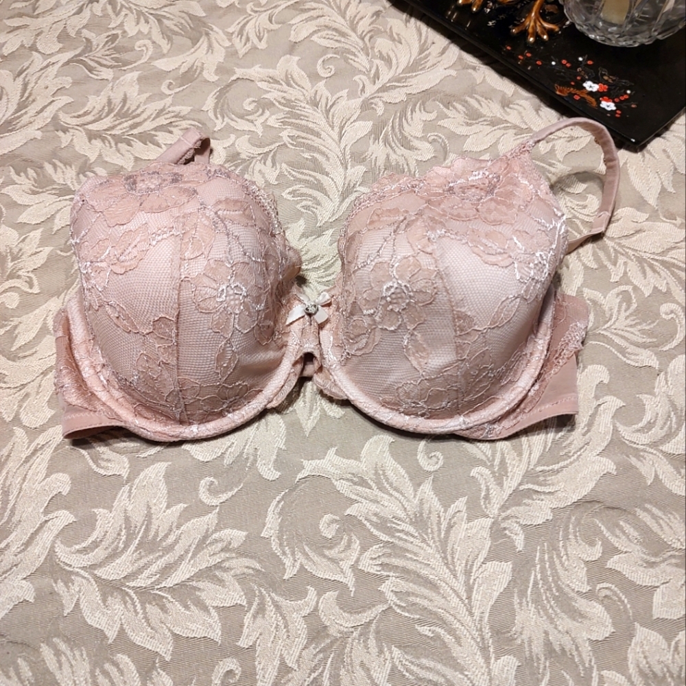 🤎 Romantic Vintage VS Caramel Satin and Lace Bra - 38D
